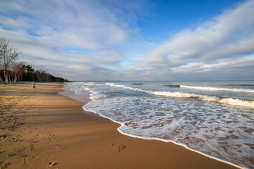 Baltic Sea beach in stormy weather, Poland