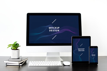 Set of digital devices screen mockup