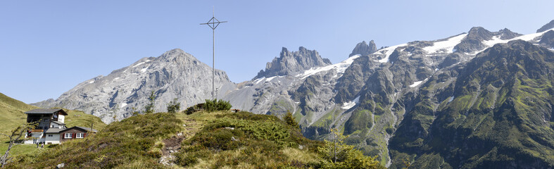 Mountain view at Furenalp over Engelberg on Switzerland