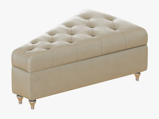 Beige leather bench capitone 3d rendering