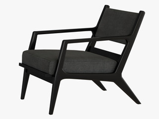 Gray armchair side view 3d rendering