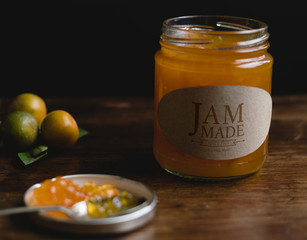 Homemade orange jam in a jar