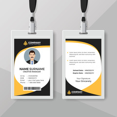 Employee identity card template with yellow details