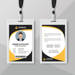 Obraz premium Employee identity card template with yellow details