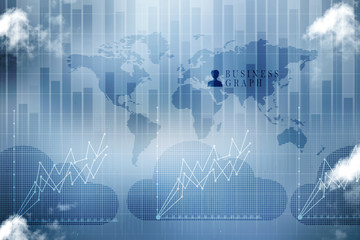 2d rendering Stock market online business concept. business Graph 