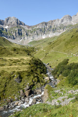 Mountain view with river at Furenalp over Engelberg on Switzerland