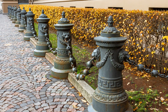 Fence With Chain Near Saeima, Riga, Latvia