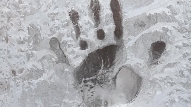 fingerprint on frozen glass