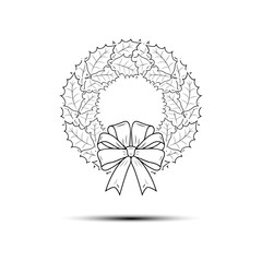 Christmas wreath icon, isolated on the white background, vector
