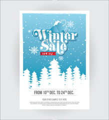 A4 Size Winter Sale, Offer Poster Design Layout Template with 50% Discount Tag