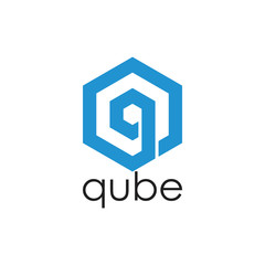letter q cube hexagonal logo vector