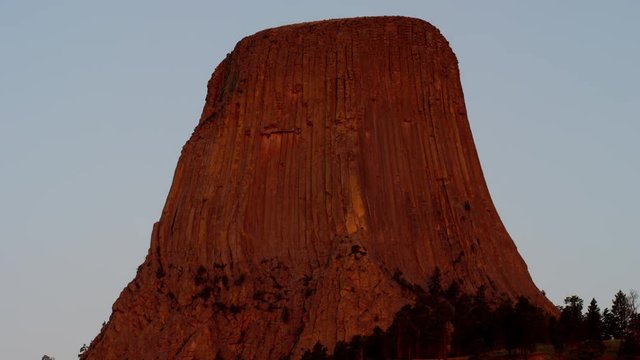 Sunrise Devils Tower colourful Volcanic Rock Tower Wyoming USA