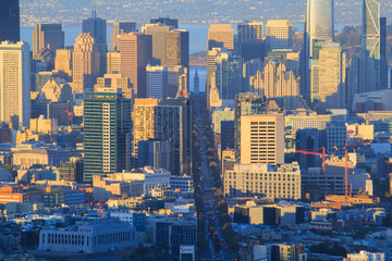 modern new center of san francisco with high modern skyscrapers