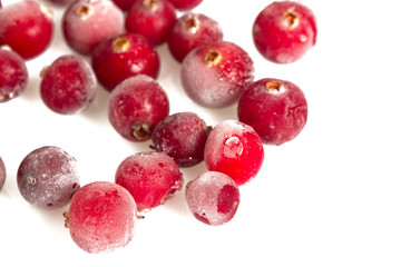 frozen cranberries isolated