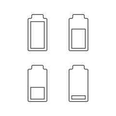 Battery charging linear icons set