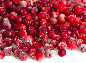 frozen cranberries isolated