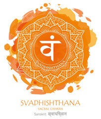 Second chakra illustration vector of Svadhishthana - obrazy, fototapety, plakaty