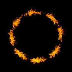 Fire flames frame on black background