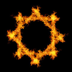 Fire flames frame on black background