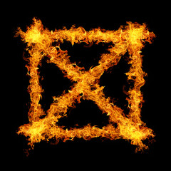 Fire flames frame on black background