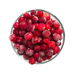 frozen cranberries isolated