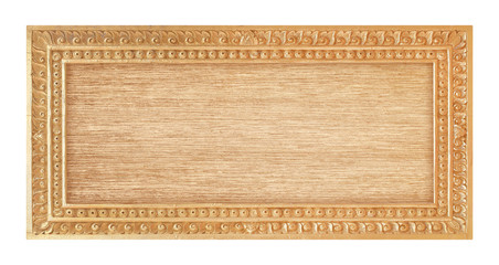 The antique gold frame on the white background