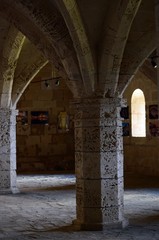 İnterior of the old Catholic Church. Fragment. The decoration Church. North Cyprus Bellapais Abbey 