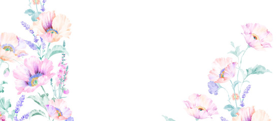 Elegant watercolor pink rose and peony flower © yang