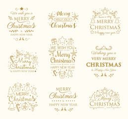 Christmas banners with ornaments and greetings - collection. Vector.