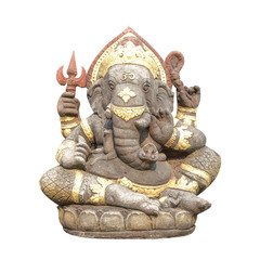 antique ganesha statue isolated on white