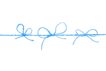 
Blue rope with bows isolated on white background