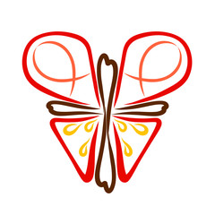 Abstract Christian butterfly from a cross with a heart, symbolism