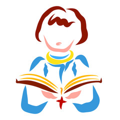 A person with an open Bible in his hands, worshiping or studying