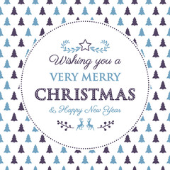 Decorative Christmas card with seasonal ornaments. Vector.