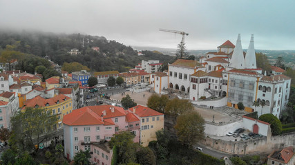 Sintra aerial skyline on a cloudy day, Portugal