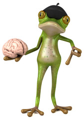 Fun french frog - 3D Illustration