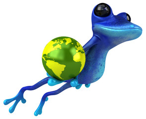 Naklejka premium Fun blue frog - 3D Illustration