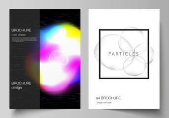 Vector layout of A4 format cover mockups design templates for brochure, magazine, flyer, report. Sci-fi technology design background. Abstract futuristic or medical consept backgrounds to choose from.