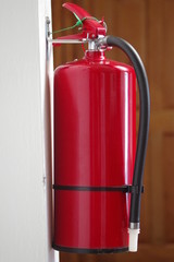 Close-up picture of an extinguisher ready to be used.