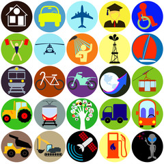 Set of icons. Vector illustration of flat signs, symbols.