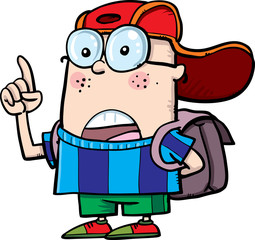 Schoolboy  carrying a backpack