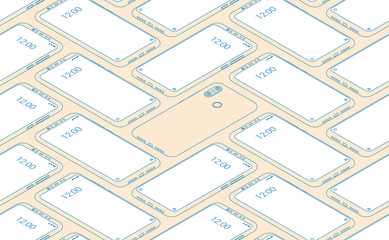 Smartphone seamless flat isometric pattern for background