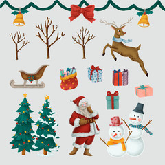 Set of hand drawn Christmas illustrations