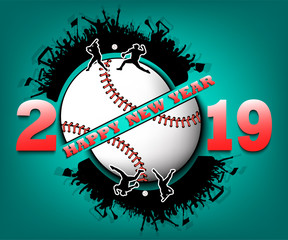 Happy new year 2019 and baseball ball