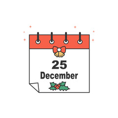 cute cartoon vector christmas calendar isolated on white background