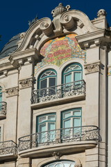 Fragment of Art Nouveau architecture style of Lisbon city
