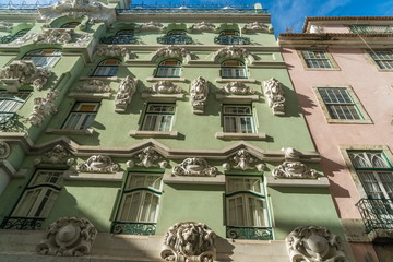 Fragment of Art Nouveau architecture style of Lisbon city