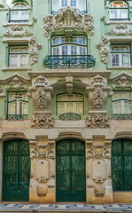 Fragment of Art Nouveau architecture style of Lisbon city