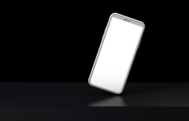 Modern smartphone blank screen template. abstract black trendy fashionable mockup. 3D Rendering