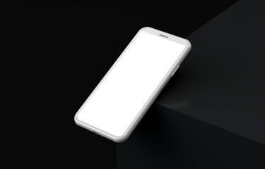 Modern smartphone blank screen template. abstract black trendy fashionable mockup. 3D Rendering